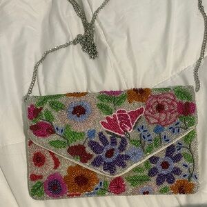 Lulu's Multicolor Floral Beaded Crossbody Bag